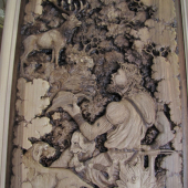 ,Hubertove zjavenie,drevorezba orech,lovinteriér,