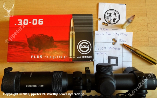 TEST - CZ 557 Synthetic 30-06 Spr. Dlžka Hlavne 520 mm. Strelivo Geco Plus 11,0 g /