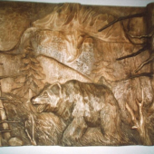 medveď (drevorezba 100x 70cm)