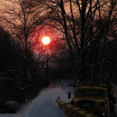 Zapad slnka pod snehom