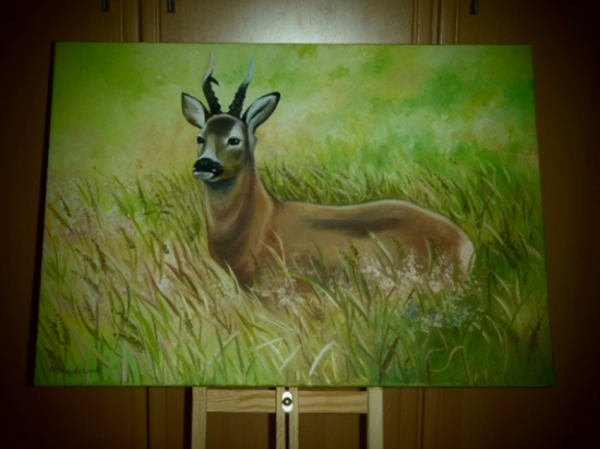 Poľovnícky Obraz - Srnec na Lúke