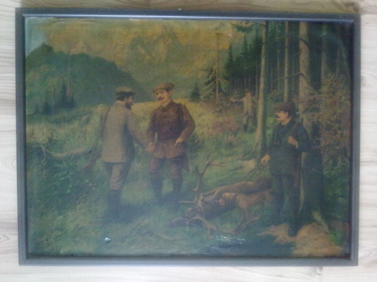 Obraz (olejomaľba) - Ulovenie jeleňa