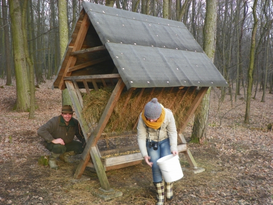 inik s dcerou  přikrmují