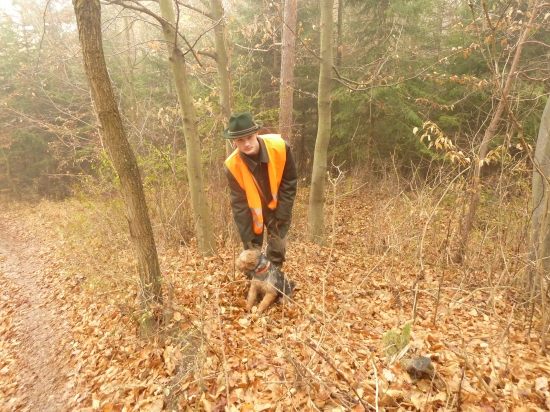 Agbar z Chrástkovej prvý krát na spoločnej poľovačke.