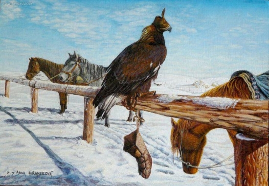 Zima v Kazachstane. Akryl.