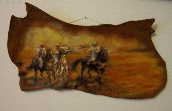 Miniatúra. Akryl na koži.