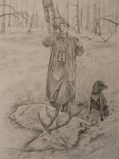 s úlovkom  bieleho jeleňa