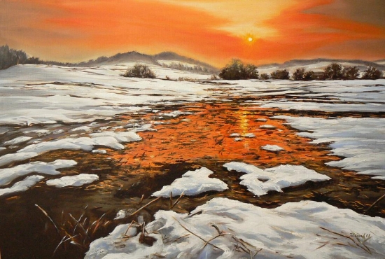 podvečer v revíri-olej 70x60cm