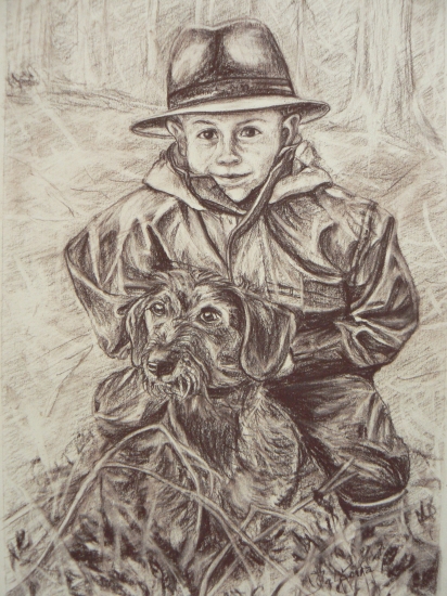 chlapec s jazvečíkom-A3-uhlík