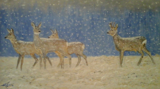 Srnčia zver v snežení