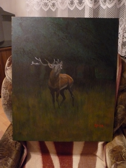 moje práce-jelen akryl konečně na foťák :)