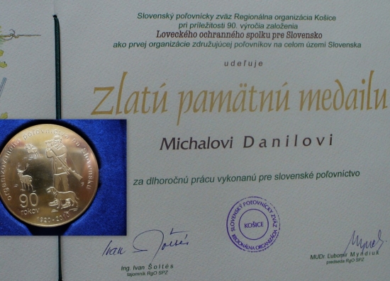 Zlata pamätna medaila predsedu PZ  2