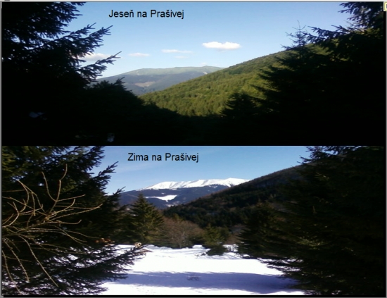 Pohľad na Prašivú- Jeseň a Zima