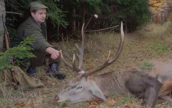 posudok nad ulovenym jelenom