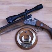 Kozlica Gebr. Merkel Suhl 6,5x58R/16 s aretáciou prednej spúšte, rok výroby 1925