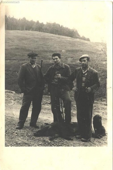 ulovený diviak, v strede môj starý otec