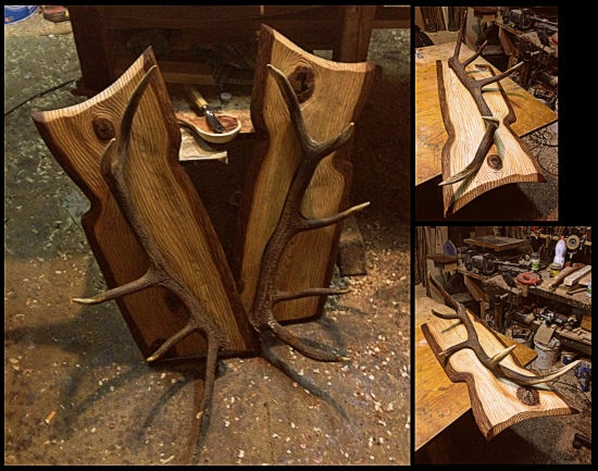 vešiaky a moj pokus o napodobeninu dreva v kore