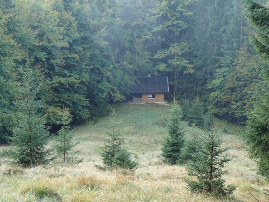 Horská poľana s pastierskou kolibou