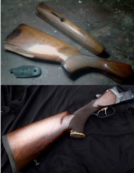 Oprava pažby (foto před a po opravě)