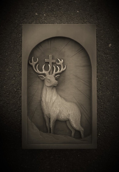 Řezba na objednávku pro Sdružení sv. Huberta. Reliéf z lípy, rozměry 60cmx36cm