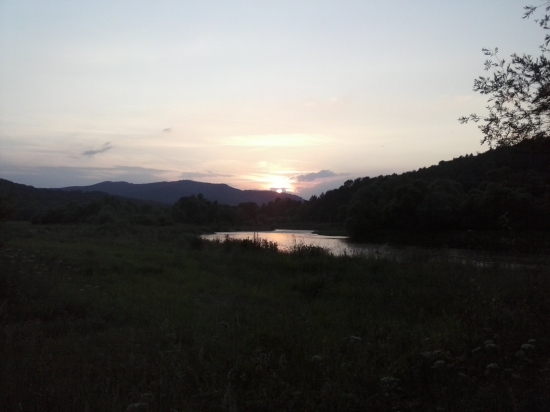 rieka Poprad a západ slnka