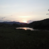 rieka Poprad a západ slnka