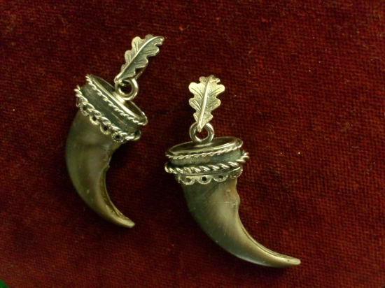 strieborné prívesky z medvedím pazurom...