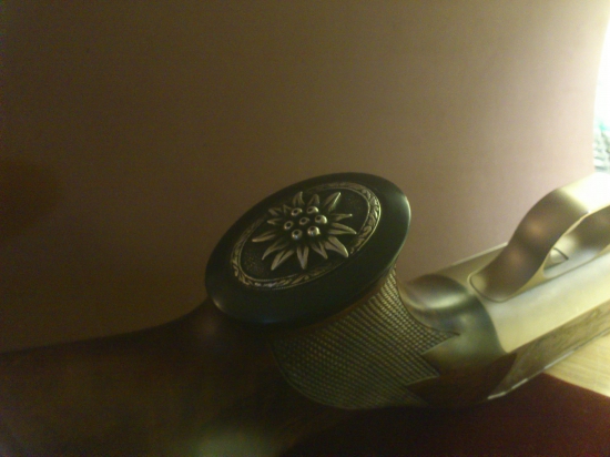 strieborný medajlon do pistolovej rukovete pažby, s plastickým plesnivcom.......