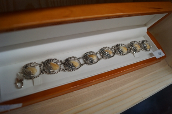 strieborný náramok s grandlami....patinovaný