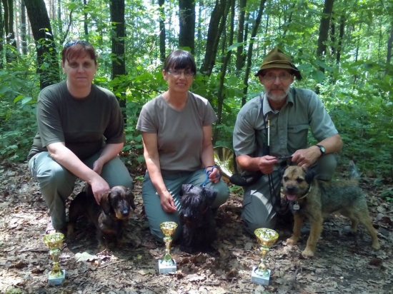 Česká teriérka. Skúšky v norovaní. 20sek - plný počet bodov.