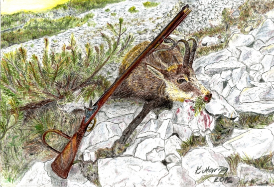 Ulovený kamzík - pastelka