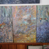 Vtáčí svet-triptych.Olej na dreve