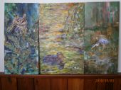 Vtáčí svet II-triptych.Olej na dreve