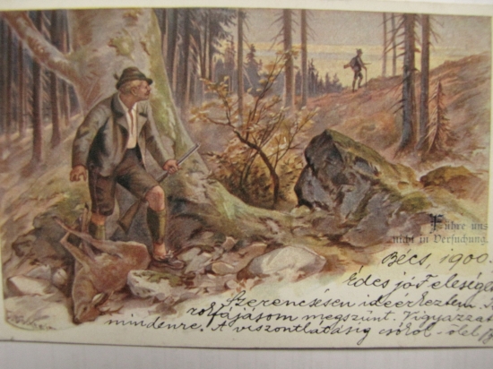 Pytliak so srncom rok 1900