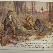 Pytliak so srncom rok 1900