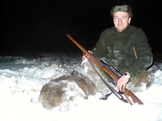 -8 stupňů a 2 km tahání před sebou,ale šťastný