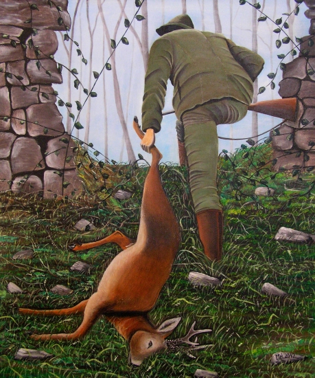 Pytliak zo starej fotografie, akryl 60x50cm