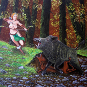 Diana na love, akryl na plátne 50x60cm