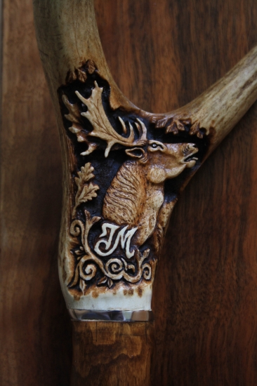 Strelecká palica z námetom danielia ruja  Hunting silver luxury stick with theme fa