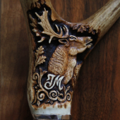 Strelecká palica z námetom danielia ruja  Hunting silver luxury stick with theme fa