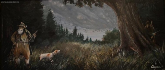 Za dubem, olej na sololitu - jedna z prvotin