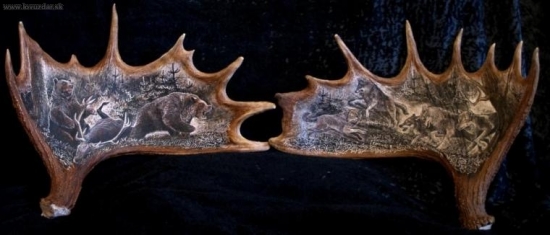 Diptych na losích lopatách