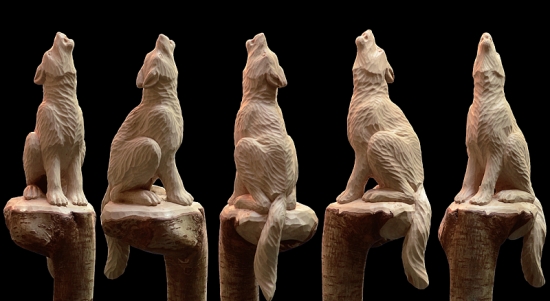 Vlk- rezba na palici