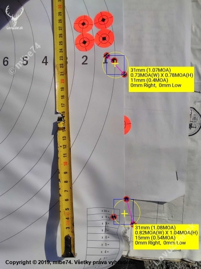 Weatherby mark V 6,5 creedmoor strela hornady eld match, rozptyl na 300 metrov