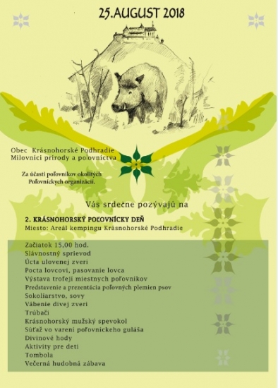 Poľovnícky deň Krásnohorské Podhradie 25.8.2018