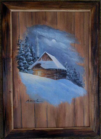 Tuhá zima na samote v lese.