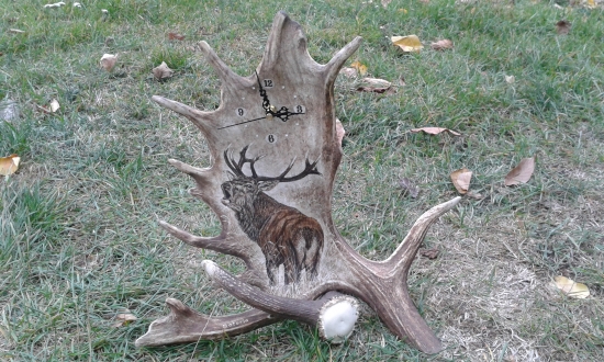 HODINY Z DANČÍ LOPATY - troubící jelen