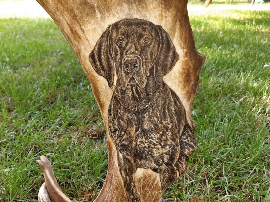 Hodiny z daňčí lopaty - na přání zákazníka - detail motivu