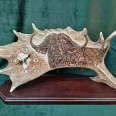 Hodiny z daňčí lopaty - Buvol