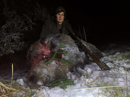 Kanček na prvom snehu.